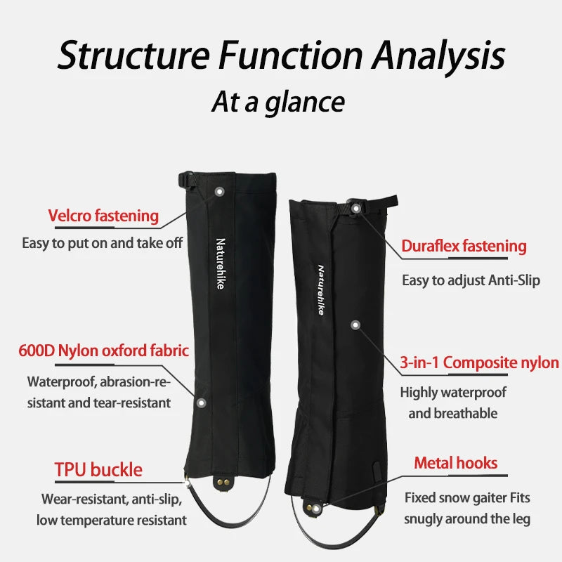 Naturehike Outdoor Trekking Snow Leggings Waterproof Snow Boot Shoe Cover Adjustable Warm Foot Cover Skiing Climbing Snowshoeing