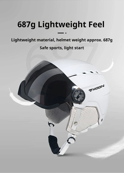 Moon Hot Selling Ski Snowboard Helmet ABS+EPS Integrated Goggle Shield Low Weight Adults Men Women Ski Helmet