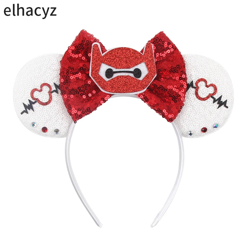 New Christmas Halloween Mouse Ears Headband Cartoon Sequin Bows Headband Birthday Party Princess Cosplay Costume For Women Adult