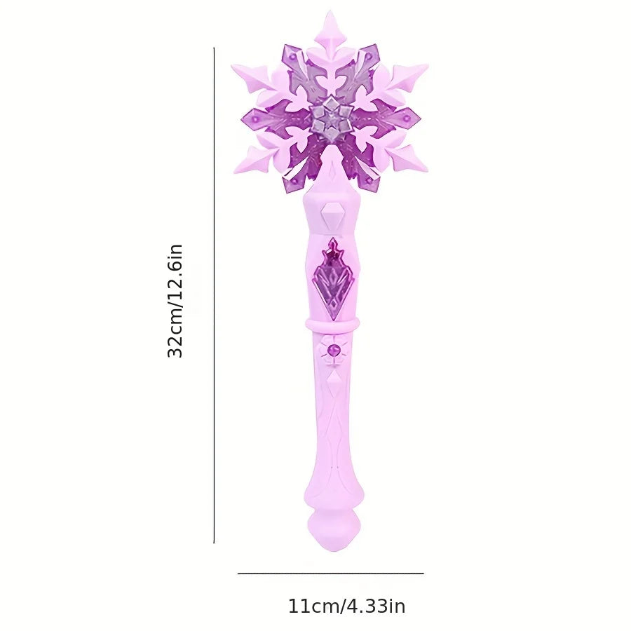 Princess Snow Wand Toy Snowflake Light Sound Sticks Kid Cosplay Fairy Girls Glowing Wands Christmas Halloween Children Toys