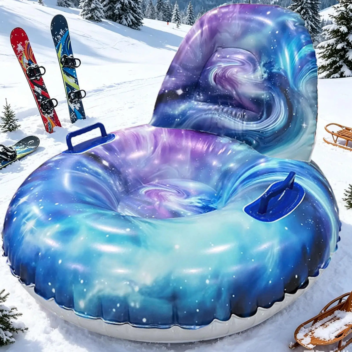 Snow Tubes For Adults Heavy Duty Cold Resistant Ergonomic Sleds Family Sledding Sports Beach Park Backyard Outdoor Winter