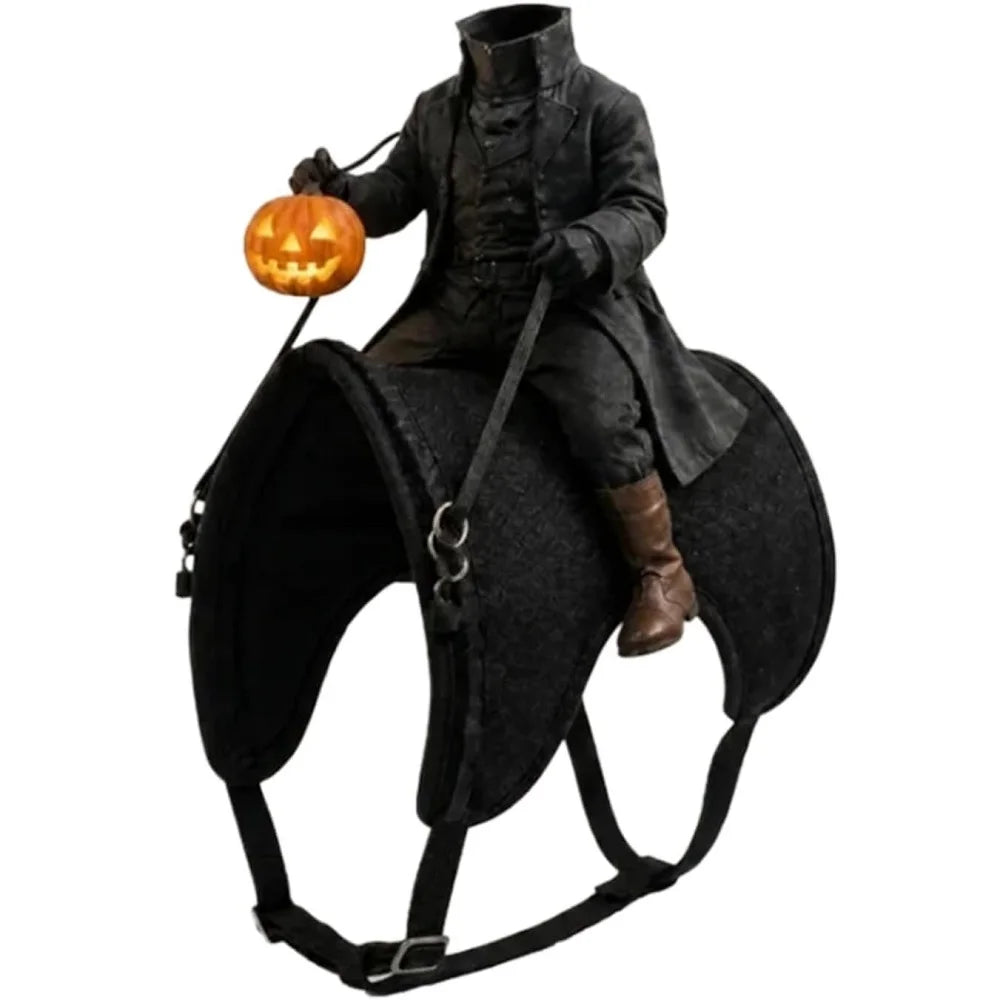 Halloween Party Pet Headless Horseman Pet Costume Spooky 3D Horse Riding Illusion Realistic Dark Rider Cosplay Outfit for Photos