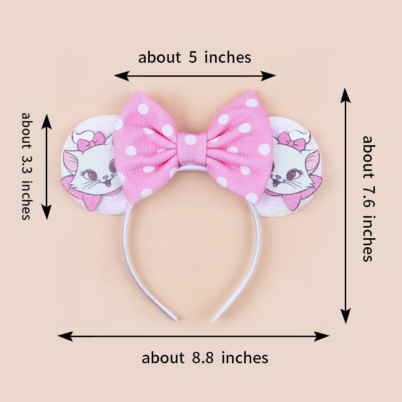 New Christmas Halloween Mouse Ears Headband Cartoon Sequin Bows Headband Birthday Party Princess Cosplay Costume For Women Adult