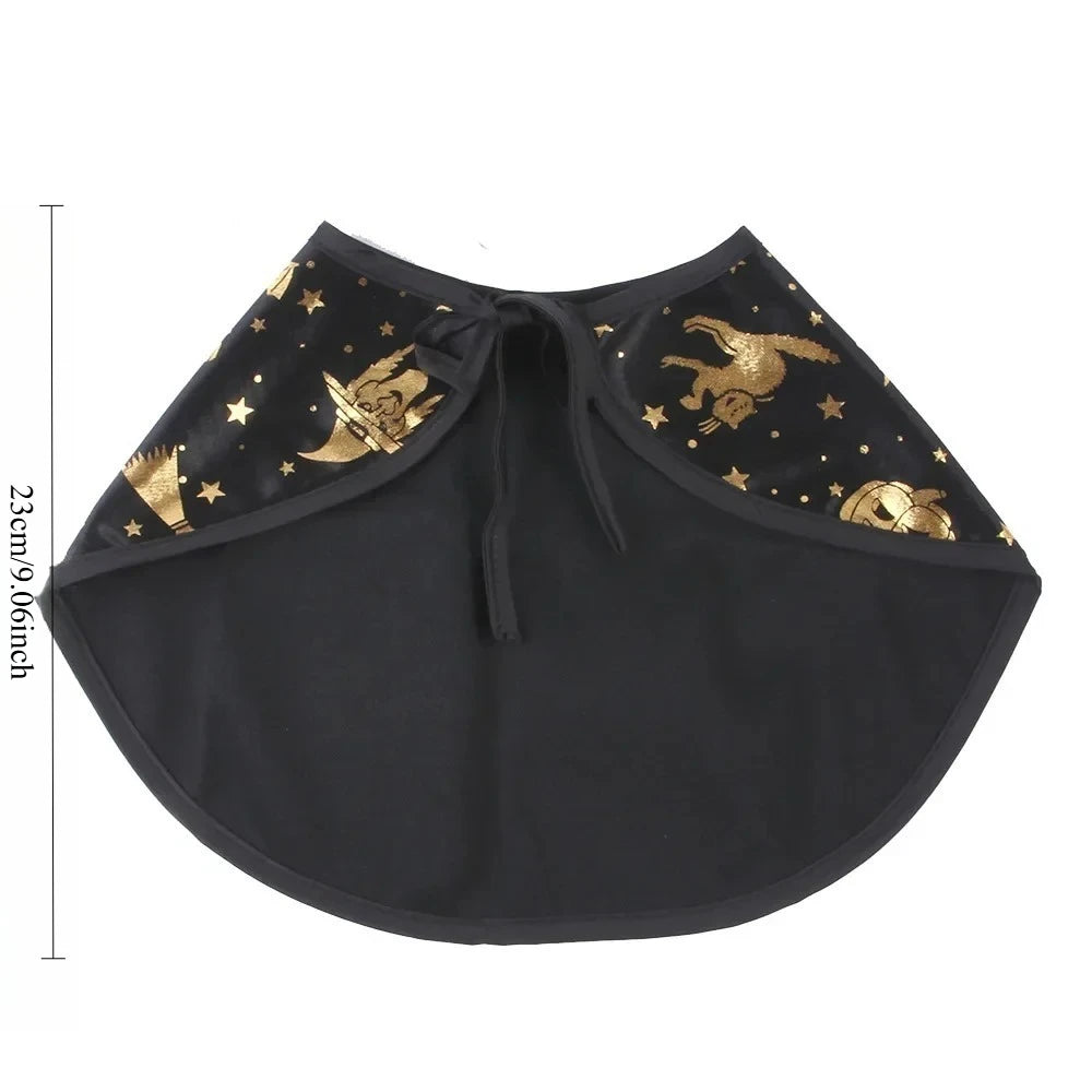 Halloween Pet Cosplay Costume Black Gold Halloween Decoration Wizard Hat Cape Set Printed Cat Dog Suit Party Accessories