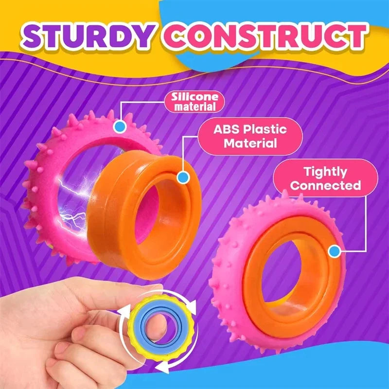 Rotating Fidget Ring Sensory Finger Spinner Anti-Anxiety Stress Relief Toys for Adults ADHD Autism Quiet Classroom Prizes Gifts