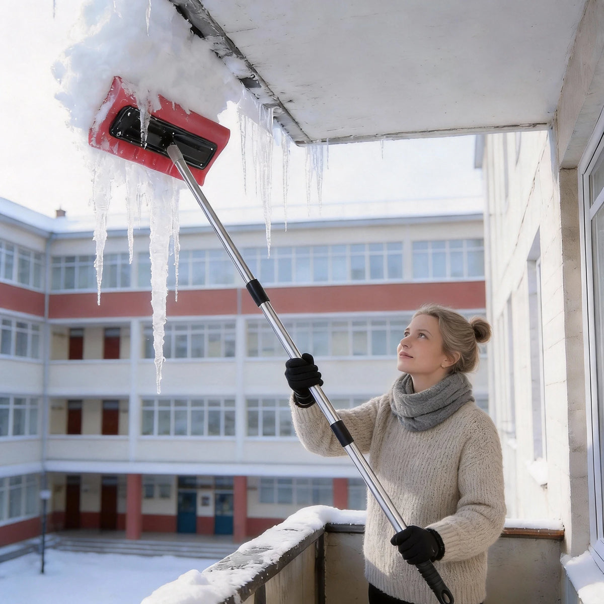 2-4m Snow Roof Rake with No-Scratch Head Foam Snow Broom Winter Snows Removal Tool Time Saving For Windshields Solar Panels