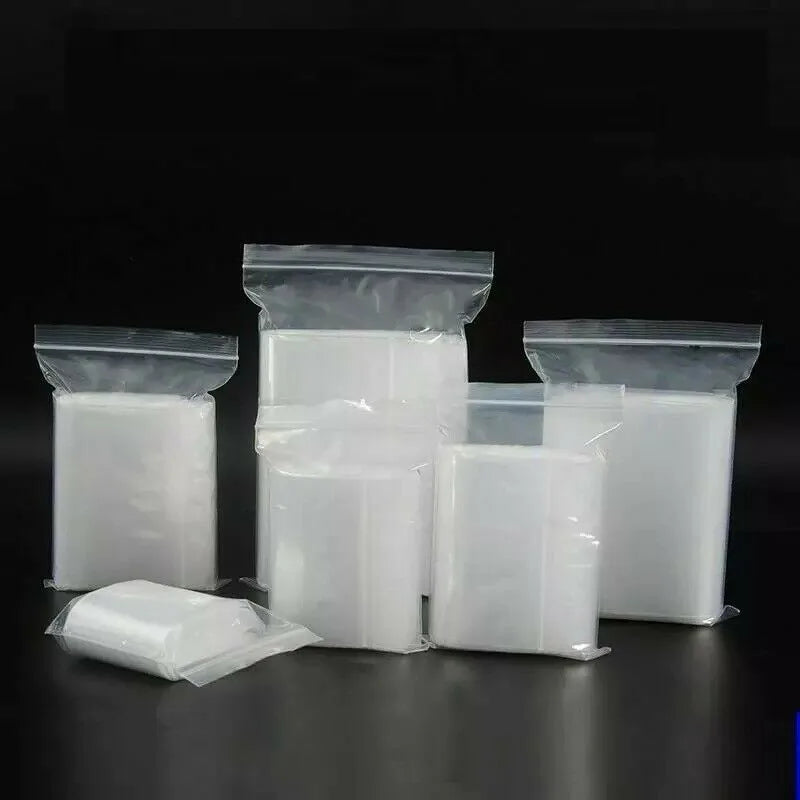 100Pcs Reclosable Clear Plastic Packaging Bags Strong Poly Zip Locks Baggies Grip Self Seal Resealable Baggy For Candy Packing