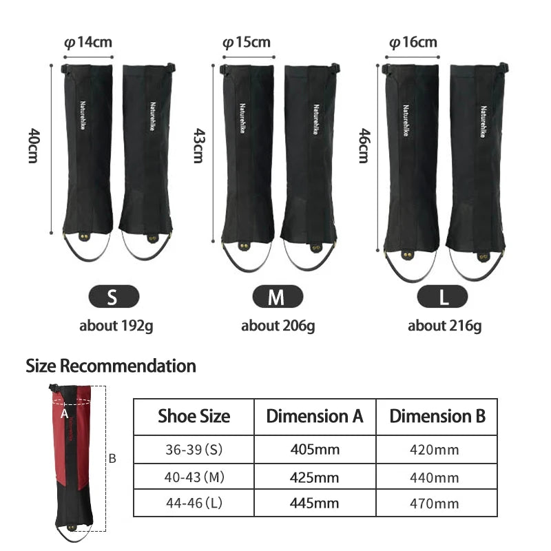 Naturehike Outdoor Trekking Snow Leggings Waterproof Snow Boot Shoe Cover Adjustable Warm Foot Cover Skiing Climbing Snowshoeing
