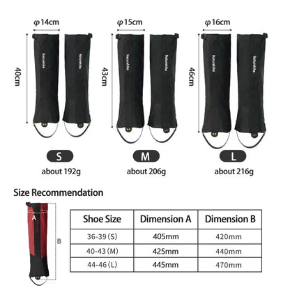 Naturehike Outdoor Trekking Snow Leggings Waterproof Snow Boot Shoe Cover Adjustable Warm Foot Cover Skiing Climbing Snowshoeing