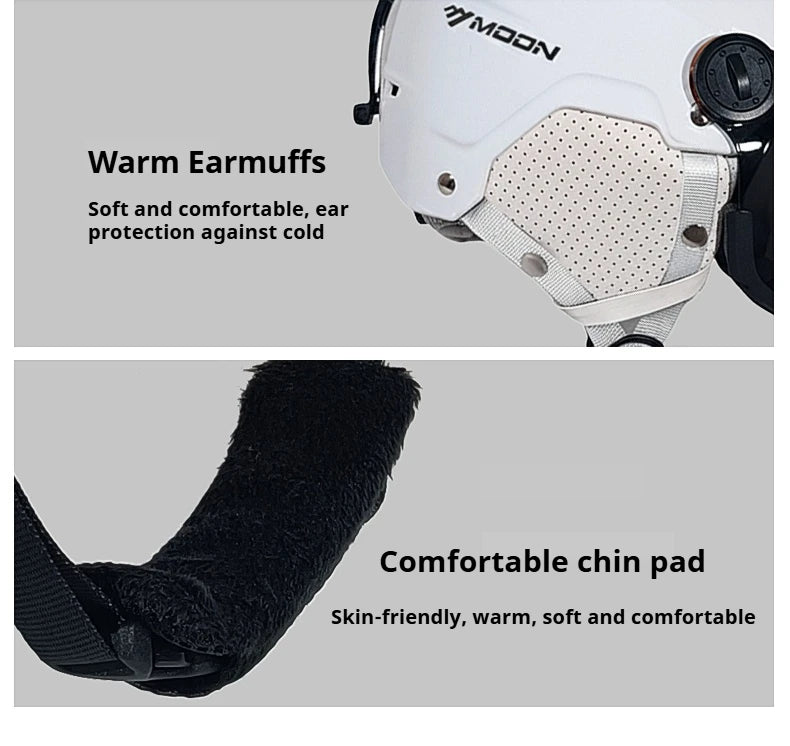 Moon Hot Selling Ski Snowboard Helmet ABS+EPS Integrated Goggle Shield Low Weight Adults Men Women Ski Helmet