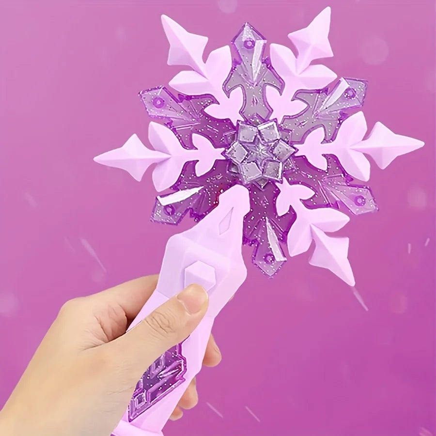 Princess Snow Wand Toy Snowflake Light Sound Sticks Kid Cosplay Fairy Girls Glowing Wands Christmas Halloween Children Toys