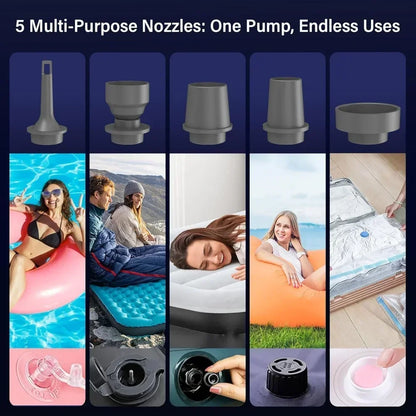 Mini Portable Air Pump 1200mAh USB Rechargeable Wireless Inflator Deflator for Camping Mattress Pool Float Boat Fast Inflation