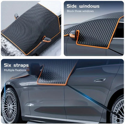 Magnetic Oxford Snow Cover, Thick Frost Guard for All Cars, Easy Install, Durable Winter Ice Protection for Windshield.