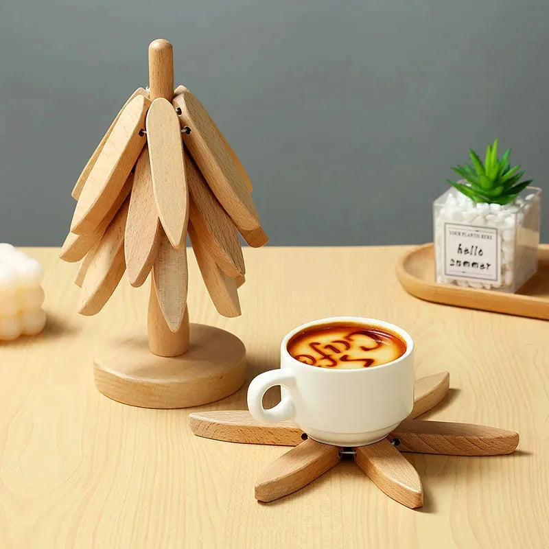 Christmas Tree Insulation Mat Solid Wood Dining Table Coaster Anti Scalding Mat Pot Mat Creative Personalized Home Decoration