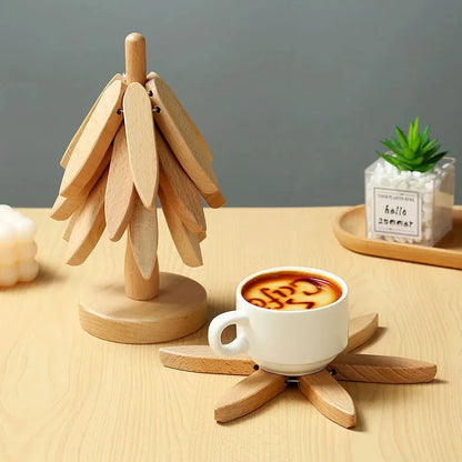 Christmas Tree Insulation Mat Solid Wood Dining Table Coaster Anti Scalding Mat Pot Mat Creative Personalized Home Decoration