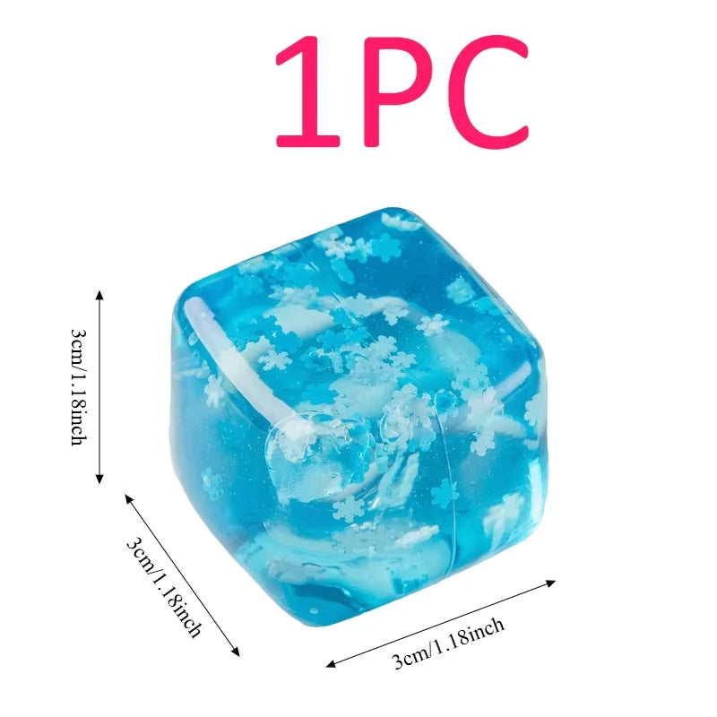 Squishy Snowflake Ice Cubes Slow Rising Sensory Fidget Toy Soft Ice Cube Stress Relief Squeeze Toys Hand Exercise Calming Tools