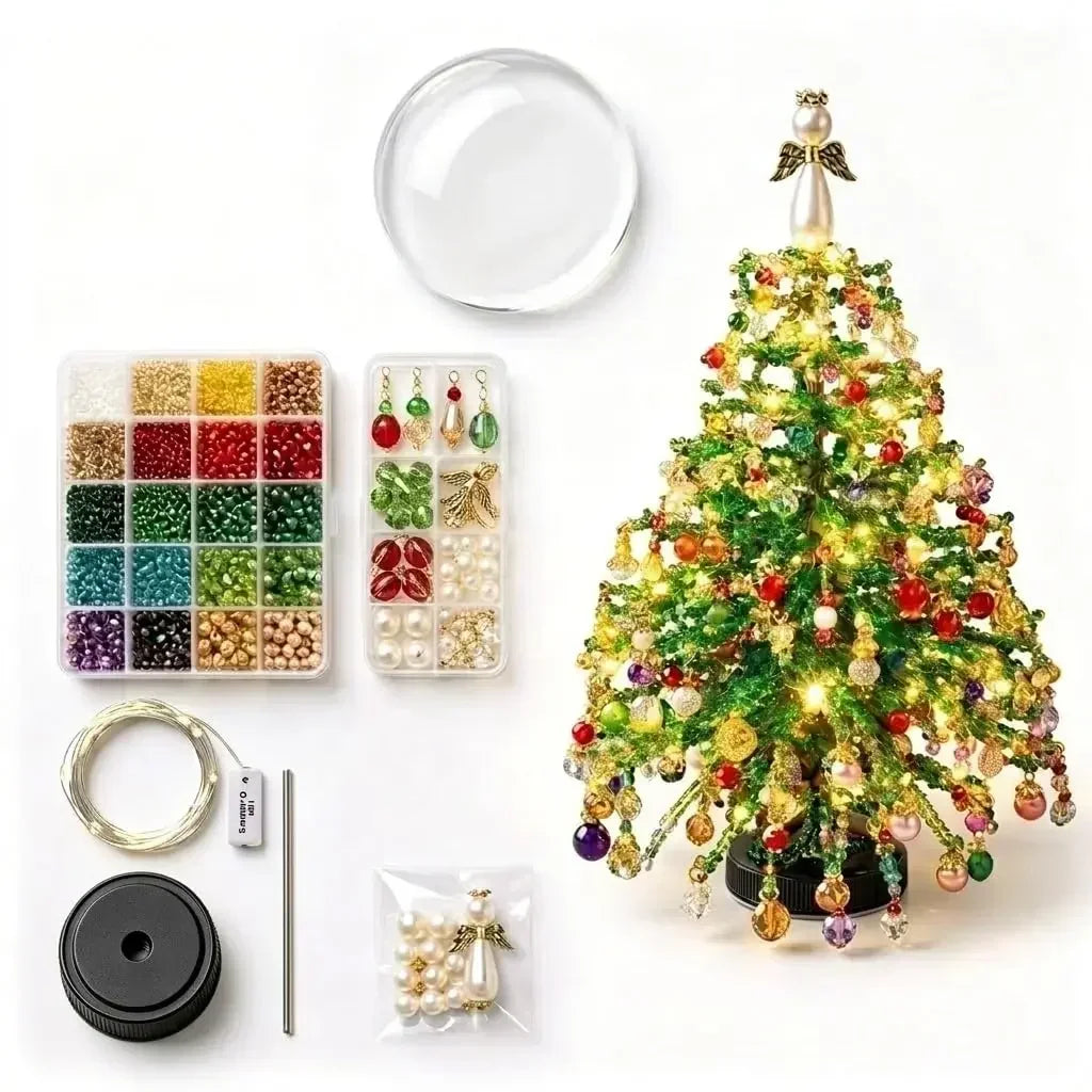 DIY Beaded Christmas Tree Kit Handmade Creative DIY Beading Project Set 3D Crystal Bead Holiday Craft Set for Women Men Home