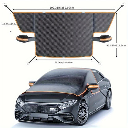 Magnetic Oxford Snow Cover, Thick Frost Guard for All Cars, Easy Install, Durable Winter Ice Protection for Windshield.