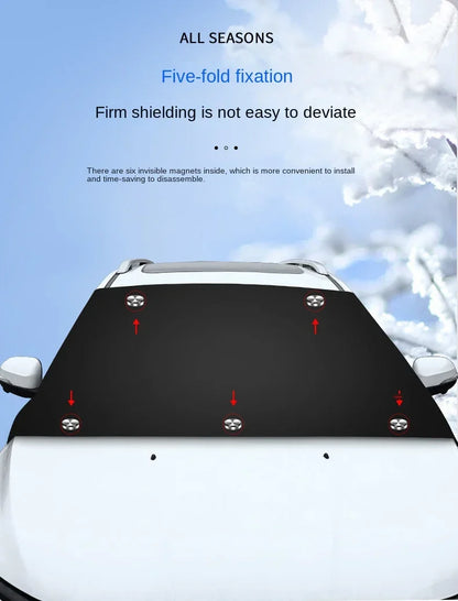 Car Magnetic Snow Shield Winter Front Windshield Cover Anti-frost Sun Protection Half Car Cover Insulated sunshade