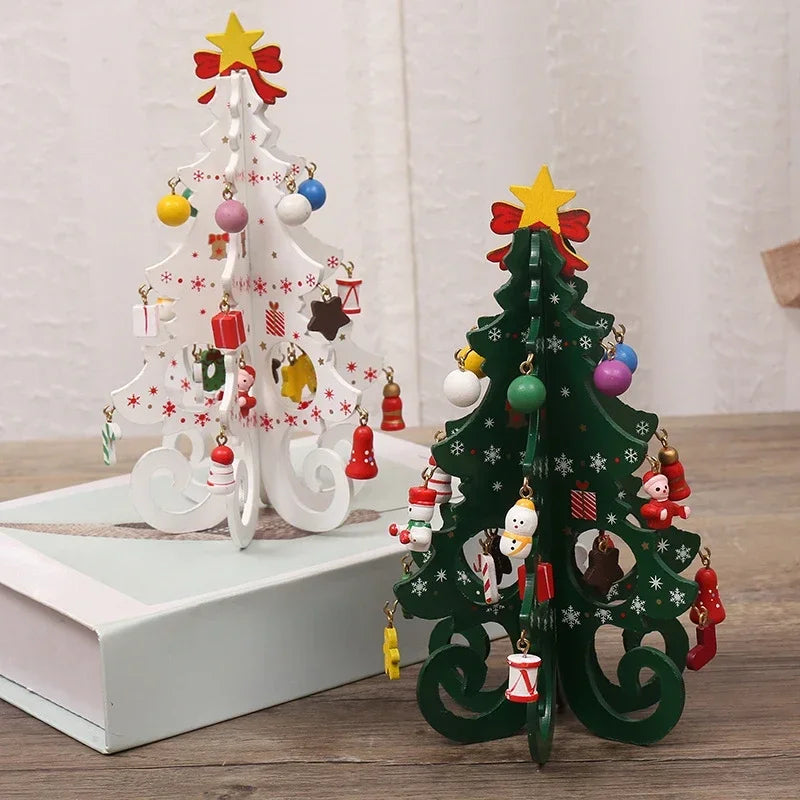 1 Pcs Decorations Creative Wooden Christmas Tree Ornament Home Desktop Party Decor New Year Kids Gifts Home Decoration Crafts