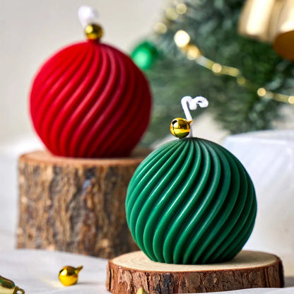 3D Rotate Ball Silicone Candle Mold Winter Christmas Souvenirs DIY Stripes Aromath Soap Resin Plaster Crafts Making Home Decor