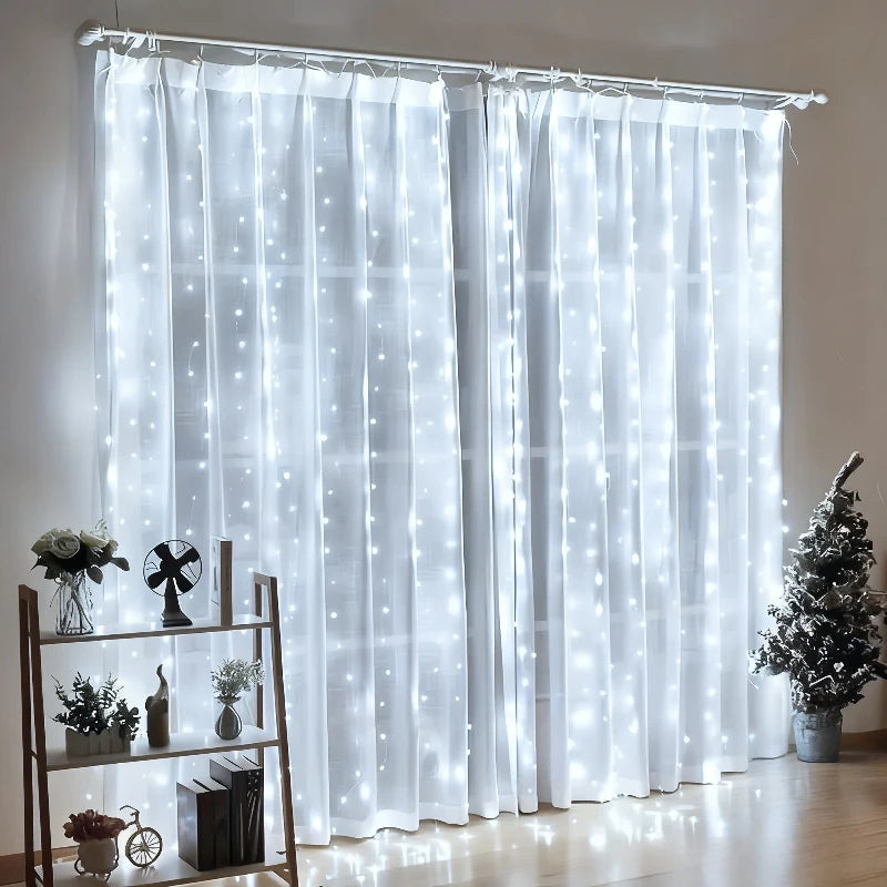 USB Christmas LED Curtain Lights, Indoor Fairy Curtain Lights, Suitable for Bedroom, Background Windows, Holiday Lighting