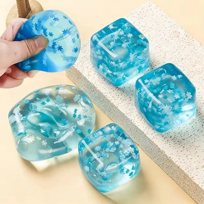 Squishy Snowflake Ice Cubes Slow Rising Sensory Fidget Toy Soft Ice Cube Stress Relief Squeeze Toys Hand Exercise Calming Tools
