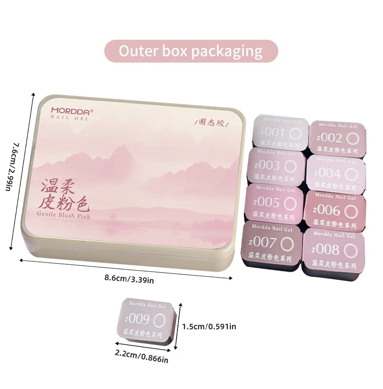 9 Colors Pink Patting Gel Smudge Canned High Saturation Popular Semi-Solid Nail Polish Gel Nail Salon