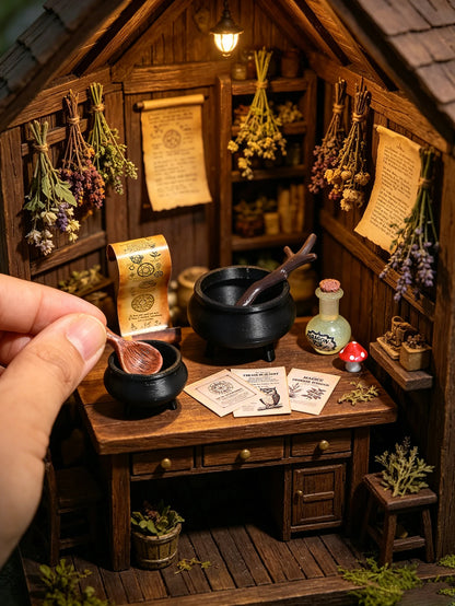 Miniature Magic Crucible Scene Decorations, Suitable for Model House Construction and Set-Up, 1/12 Dollhouse Model House Decoration Accessories, Photography Props, Micro-Landscape Decorations, Miniatures Decoration, Small Gif