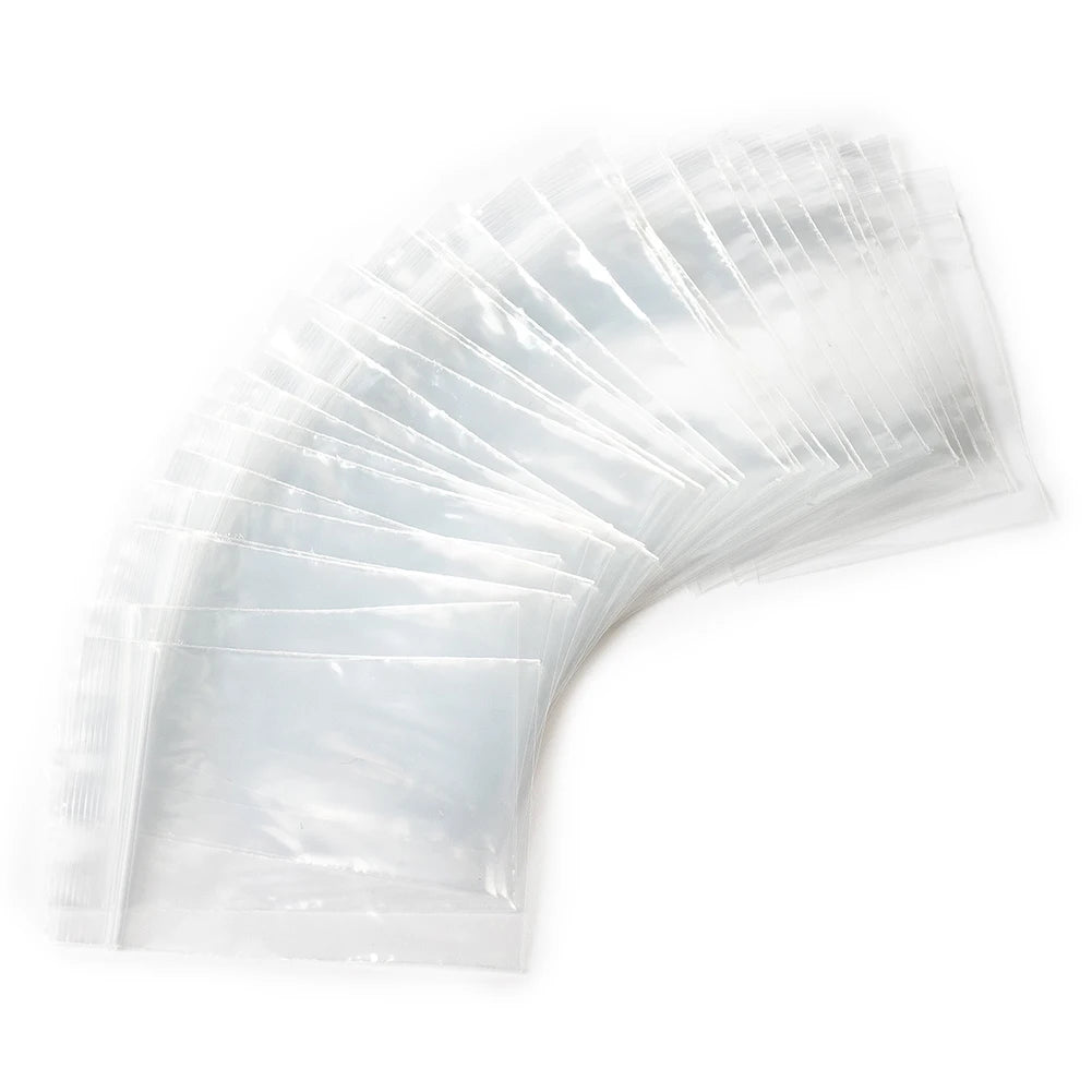 100Pcs Reclosable Clear Plastic Packaging Bags Strong Poly Zip Locks Baggies Grip Self Seal Resealable Baggy For Candy Packing