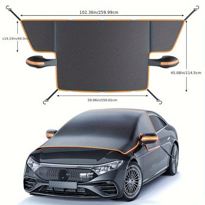 Magnetic Oxford Snow Cover, Thick Frost Guard for All Cars, Easy Install, Durable Winter Ice Protection for Windshield.