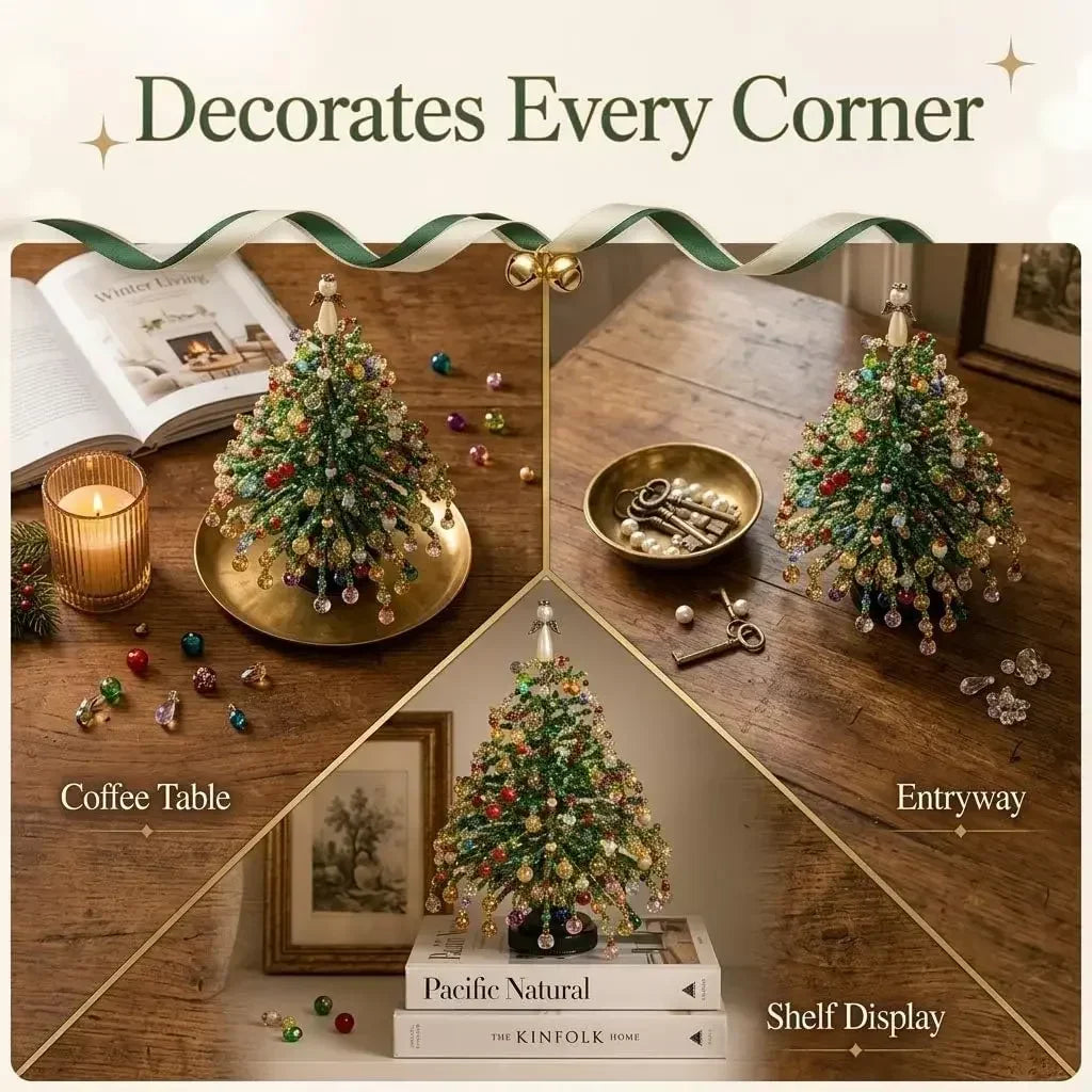 DIY Beaded Christmas Tree Kit Handmade Creative DIY Beading Project Set 3D Crystal Bead Holiday Craft Set for Women Men Home