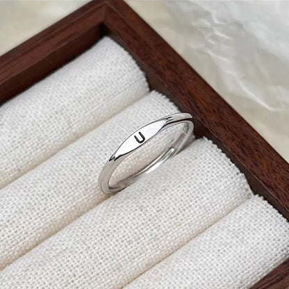 Elegant Initial Letter Alphabet Adjustable Thin Stackable Ring for Women Girl