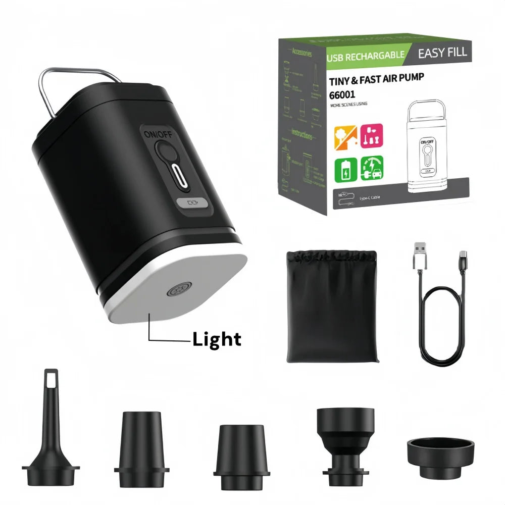 Mini Portable Air Pump 1200mAh USB Rechargeable Wireless Inflator Deflator for Camping Mattress Pool Float Boat Fast Inflation