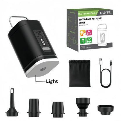 Mini Portable Air Pump 1200mAh USB Rechargeable Wireless Inflator Deflator for Camping Mattress Pool Float Boat Fast Inflation