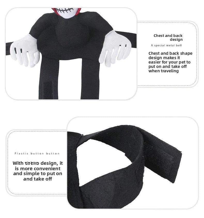 Halloween Pet Dog Costume Skeleton Reaper Rider Style Dog Cosplay Clothes Funny Riding Outfit Medium Large Dogs Party Dress‑up