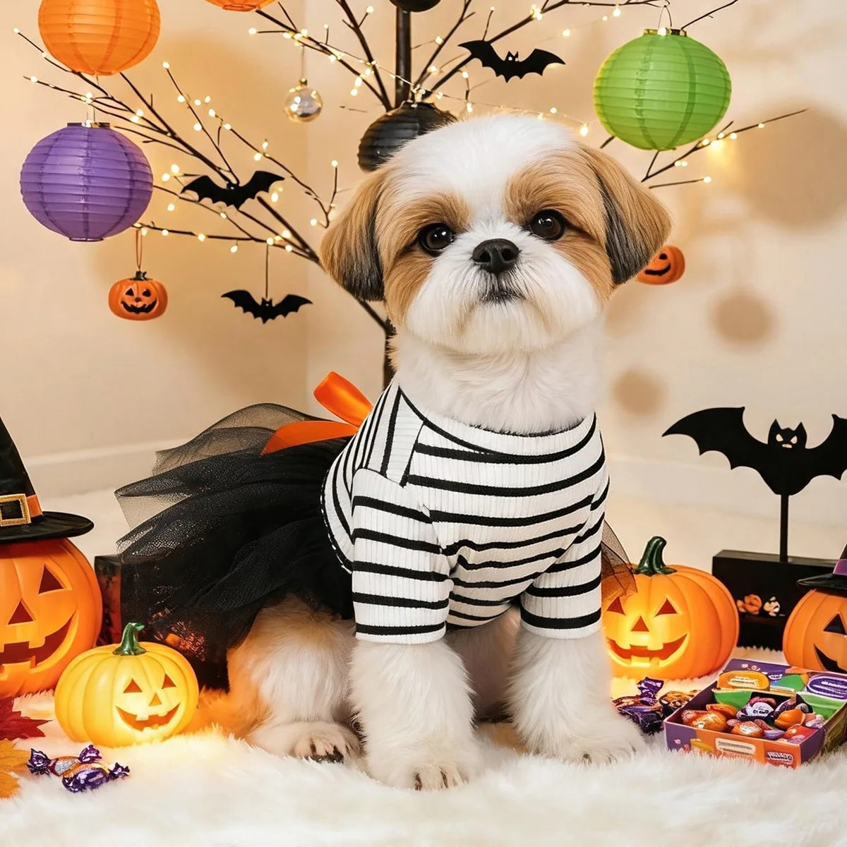 Halloween Costumes Dresses For Dog Elegant Pet Vest With Tutu Skirt Autumn Winter Girl Female Pet Toy Poodle Small Breeds Cat
