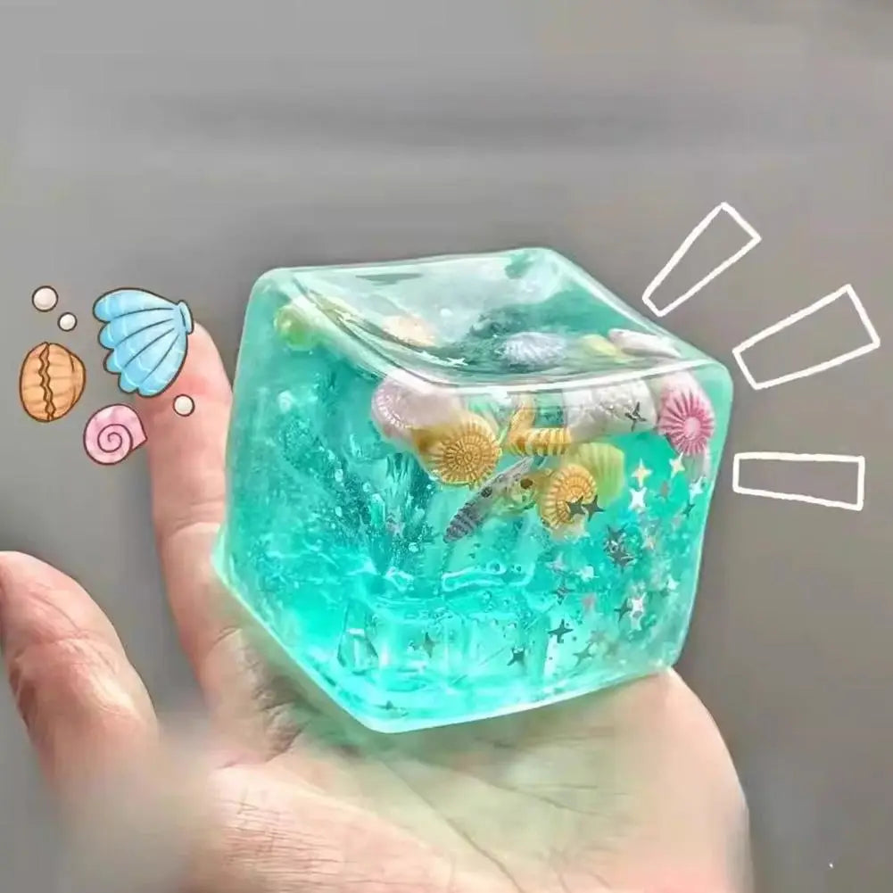Squishy Stress Balls Cube - Ocean Sensory Fidget Toy Slow Rise Squishy Toys for Kids and Adults Squeeze Relax Gift