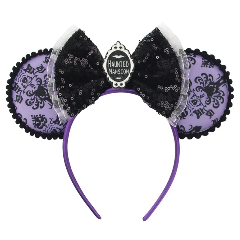 New Christmas Halloween Mouse Ears Headband Cartoon Sequin Bows Headband Birthday Party Princess Cosplay Costume For Women Adult