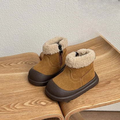 Soft Leather Children's Snow Boots for Baby Toddler Warm Fleece Lined Winter Outdoor Footwear Toddler Boots for Little Kids