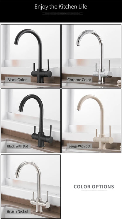 Black Kitchen Faucets Waterfilter Taps Kitchen Faucets Mixer Drinking Water Filter Faucet Kitchen Sink Tap Water Tap WF-0180