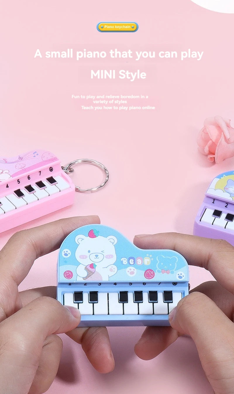 Mini Desktop Piano Keychain Cute Music Game Machine Colorful Bag Pendant Children's Educational Toy Easter Gift
