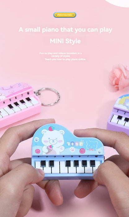 Mini Desktop Piano Keychain Cute Music Game Machine Colorful Bag Pendant Children's Educational Toy Easter Gift