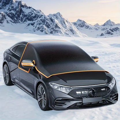 Magnetic Oxford Snow Cover, Thick Frost Guard for All Cars, Easy Install, Durable Winter Ice Protection for Windshield.