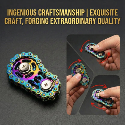 Bicycle Chain Finger Spinner, Silent CNC Machined Stainless Steel Gear Fidget Toy for Adults, Office Stress Relief & Focus Tool,