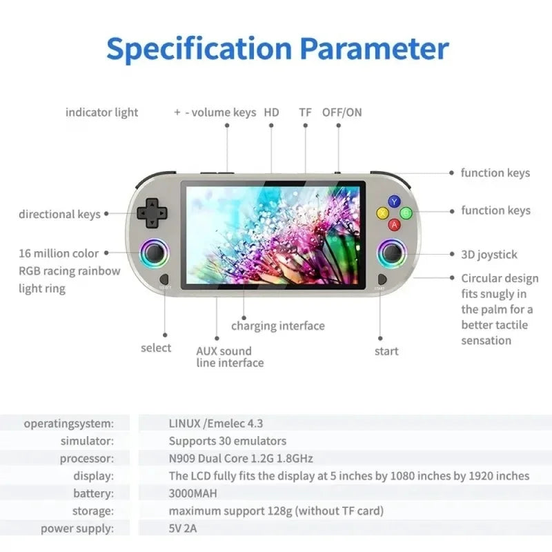 Retro Handheld Game Console 3.5 Inch HD Screen Dual Joystick Portable Video Game Player Support TV Output Classic Arcade Gaming