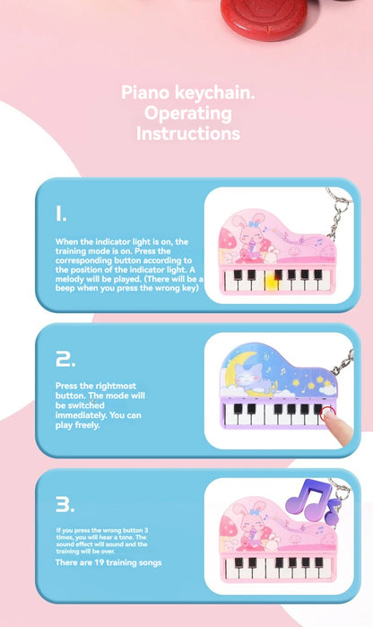 Mini Desktop Piano Keychain Cute Music Game Machine Colorful Bag Pendant Children's Educational Toy Easter Gift
