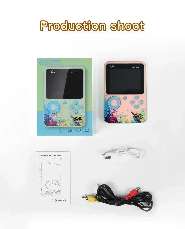 Retro G5 Portable Handheld Game Console 3 0Inch Screen 500 Classic Games Macaron Color 1020mAH Rechargeable Battery Gamepad