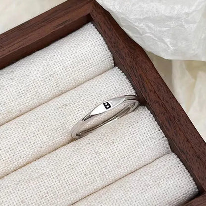 Elegant Initial Letter Alphabet Adjustable Thin Stackable Ring for Women Girl