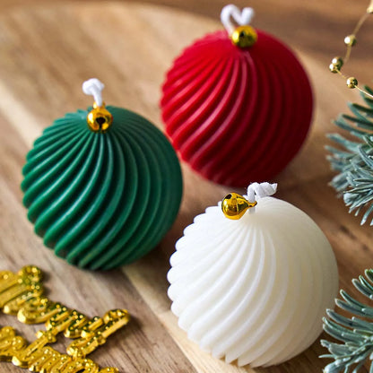 3D Rotate Ball Silicone Candle Mold Winter Christmas Souvenirs DIY Stripes Aromath Soap Resin Plaster Crafts Making Home Decor